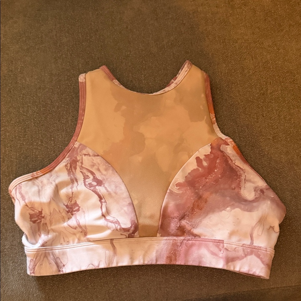The Chestee Pink Marble Sports Bra